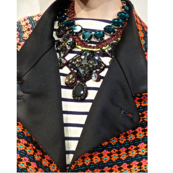 J. Crew Collection Fall 2013 Fabric Rope Rhinestone Gem Statement Necklace - Picture 10 of 10